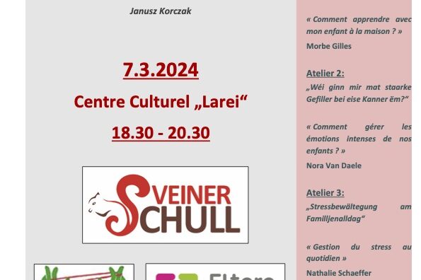 Flyer Elterenowend àobligatorisch Aschreiwung àInscriptions obligatoires via Umeldungsformulaire voir talon d’inscription